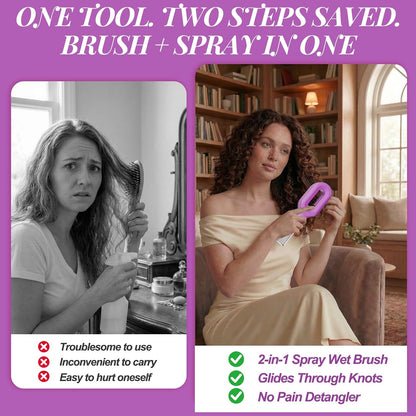 2-in-1 Misting Detangling Hair Brush with Water Spray