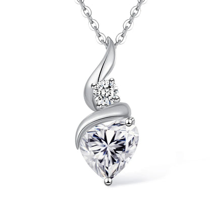 2CT Heart Moissanite Pendant Necklace in 925 Silver