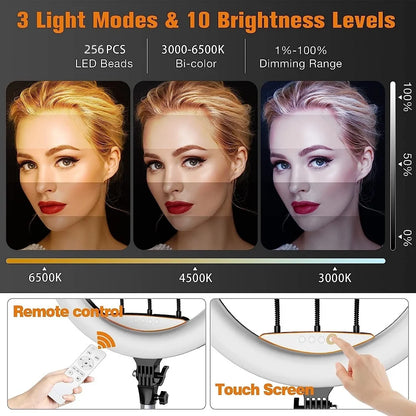18 Inch Bi-Color Ring Light with Tall Tripod Stand - EverGrowMarkeplace