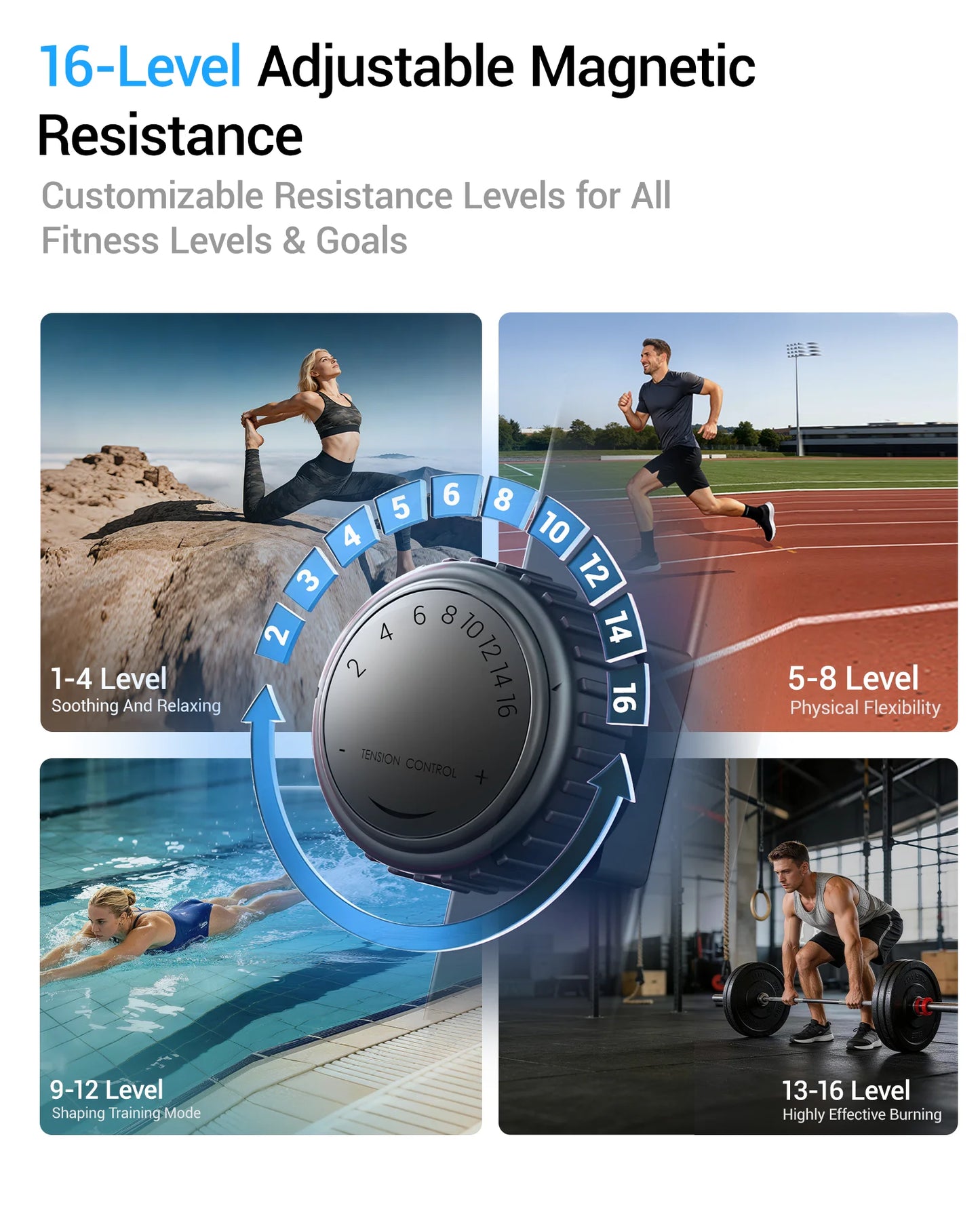 Magnetic Elliptical Exercise Machine – 16-Level Silent Trainer