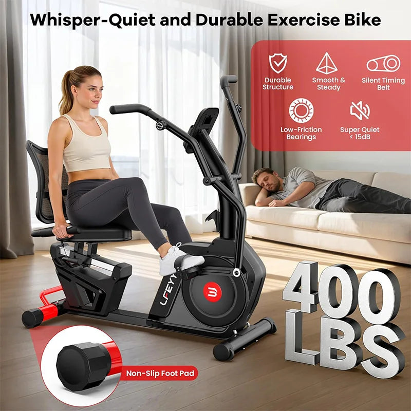 Recumbent Exercise Bike with Arms – 16-Level Magnetic