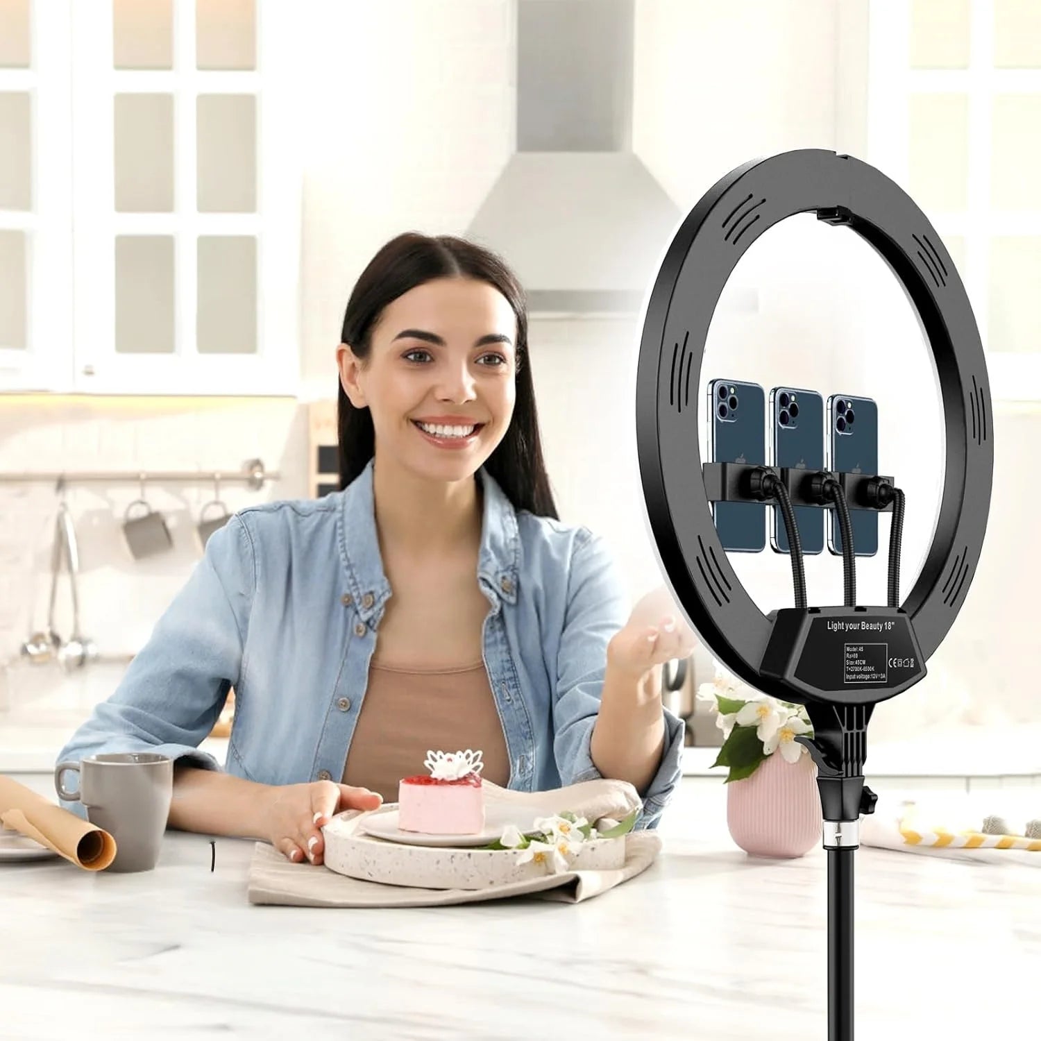 18 Inch Bi-Color Ring Light with Tall Tripod Stand - EverGrowMarkeplace