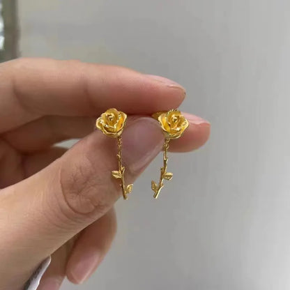 24K Pure Gold Rose Jewelry Set for Women