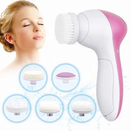 5-in-1 Electric Facial Cleansing Brush With Massager