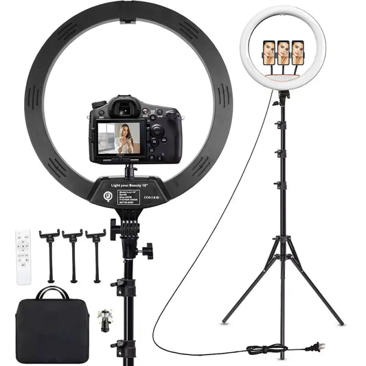 18 Inch Bi-Color Ring Light with Tall Tripod Stand - EverGrowMarkeplace