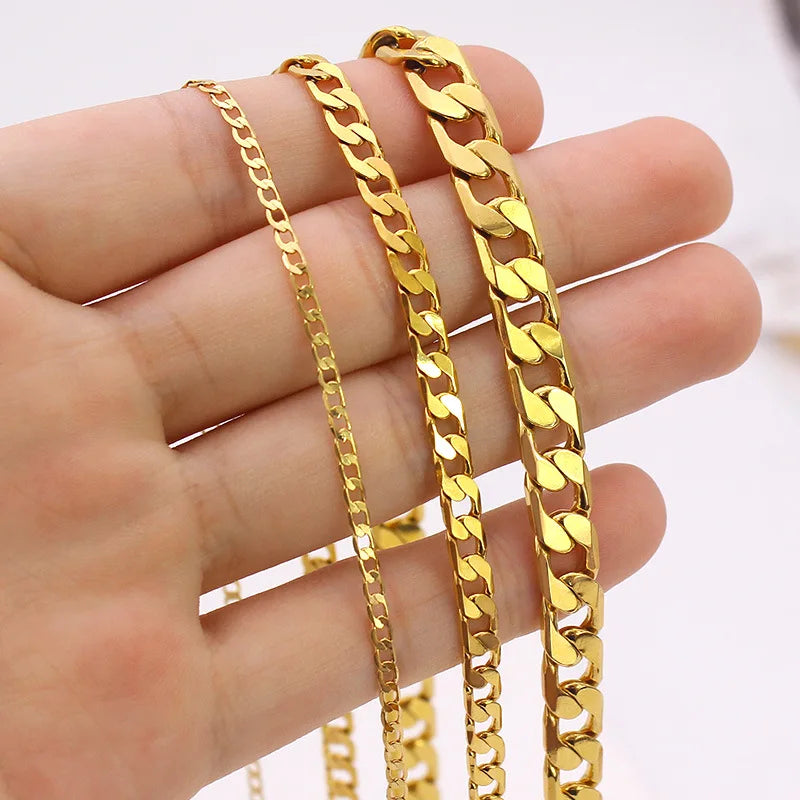 24K Gold Cuban Mouth Chain Necklace For Men And Women