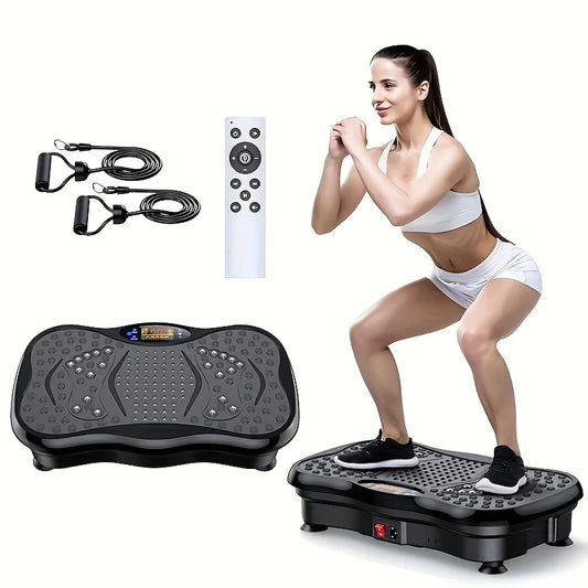 Compact Vibration Platform with Resistance Bands for Home