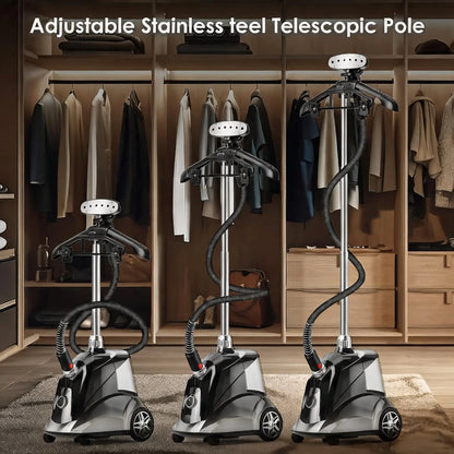 1500W Standing Garment Steamer – 2.8L Tank, 80-Min Steam - EverGrowMarkeplace