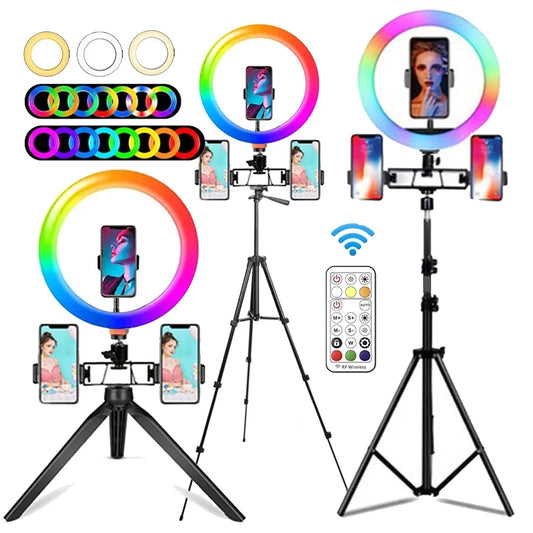10 Inch RGB Ring Light With Tripod & Phone Holders - EverGrowMarkeplace