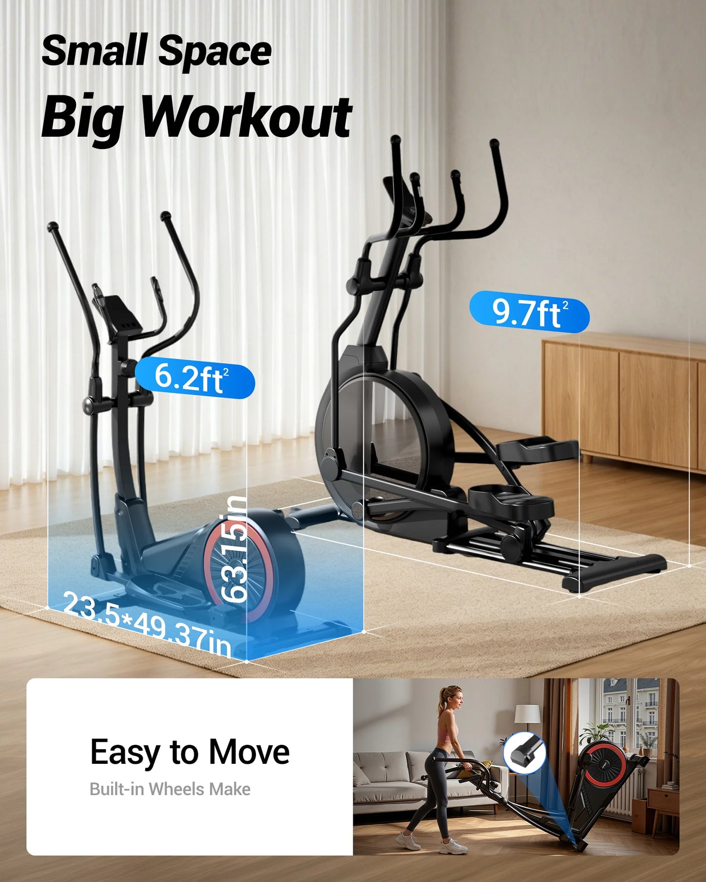 Magnetic Elliptical Exercise Machine – 16-Level Silent Trainer