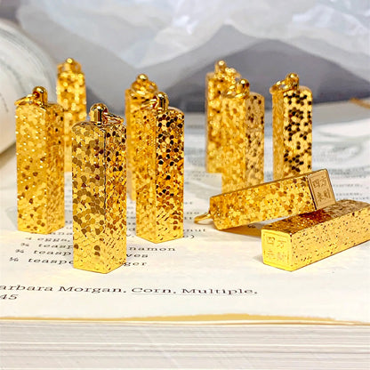 24K Gold Crushed Ice Bar Pendant Clavicle Necklace
